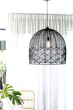 LACE RATTAN PENDANT - BLACK