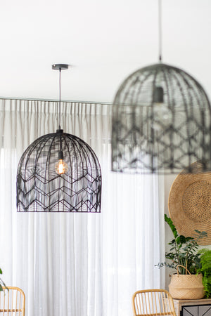 LACE RATTAN PENDANT - BLACK