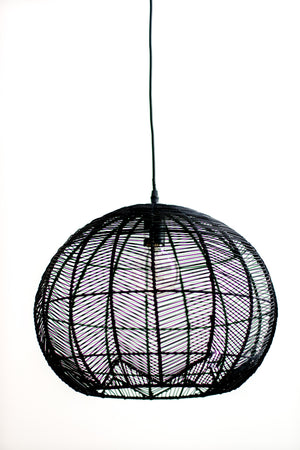 BLACK ROUND RATTAN PENDANT