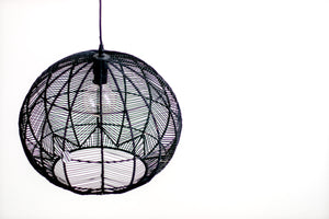 BLACK ROUND RATTAN PENDANT