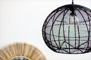 BLACK ROUND RATTAN PENDANT