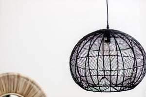 BLACK ROUND RATTAN PENDANT