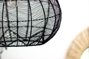 BLACK ROUND RATTAN PENDANT