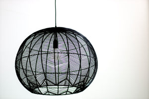 BLACK ROUND RATTAN PENDANT