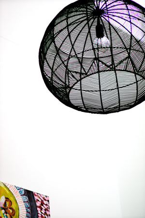 BLACK ROUND RATTAN PENDANT