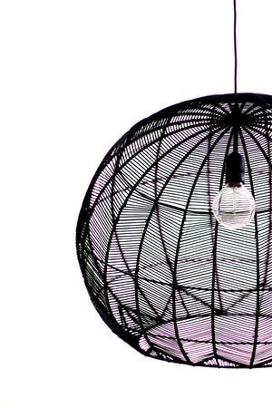 BLACK ROUND RATTAN PENDANT