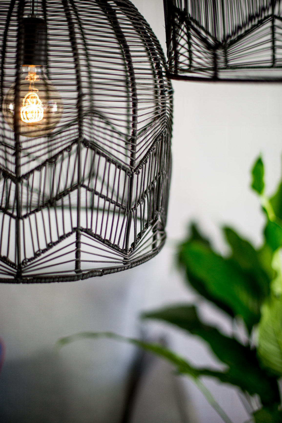 Woven black sale pendant light
