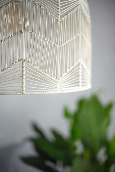 LACE RATTAN PENDANT - WHITE WASH