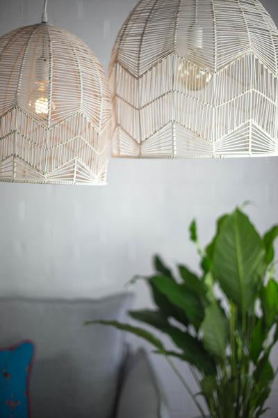 LACE RATTAN PENDANT - WHITE WASH