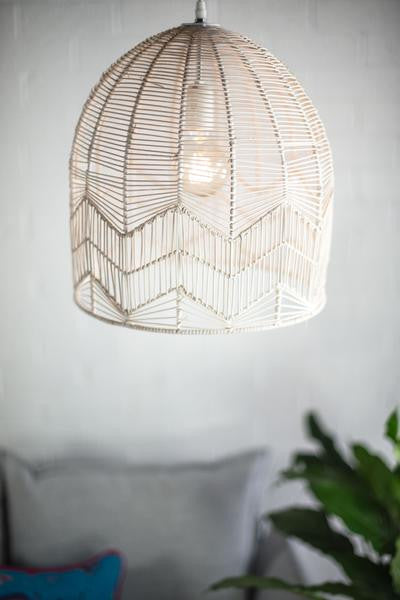 LACE RATTAN PENDANT WHITE WASH