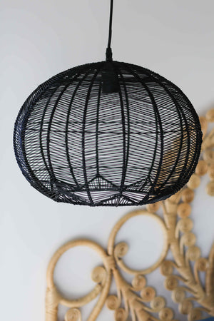 BLACK ROUND RATTAN PENDANT