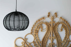 BLACK ROUND RATTAN PENDANT