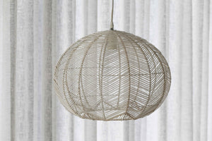 WHITE ROUND RATTAN PENDANT