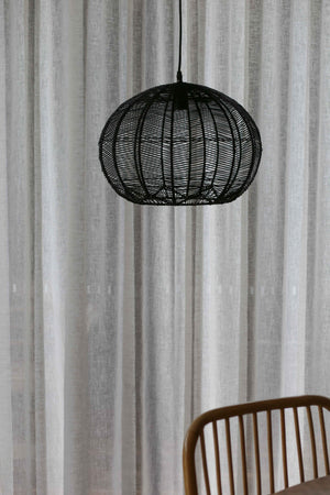 BLACK ROUND RATTAN PENDANT