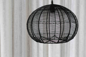BLACK ROUND RATTAN PENDANT