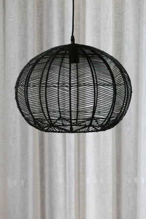 BLACK ROUND RATTAN PENDANT