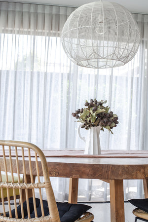WHITE ROUND RATTAN PENDANT