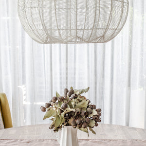 WHITE ROUND RATTAN PENDANT