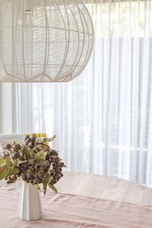 WHITE ROUND RATTAN PENDANT