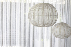 WHITE ROUND RATTAN PENDANT