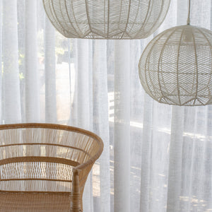 WHITE ROUND RATTAN PENDANT