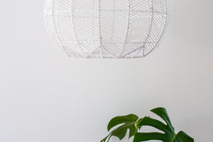 WHITE ROUND RATTAN PENDANT