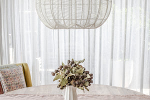 WHITE ROUND RATTAN PENDANT