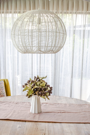 WHITE ROUND RATTAN PENDANT